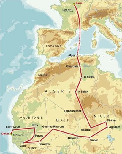 Paris+dakar+route