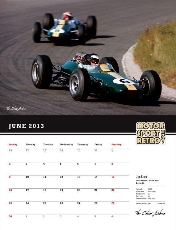 2013 Motorsport Retro & Cahier Archive Classic Formula One Calendar 2013 Motorsport Retro & Cahier Archive Classic Formula One Calendar