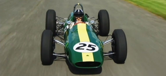 Damon Hill Drives A Lotus 25 at Aintree