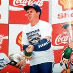 Gardner on the podium with Donna and Randy Mamola