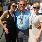 Sir Stirling Moss with Kylie and Dannii Minogue
